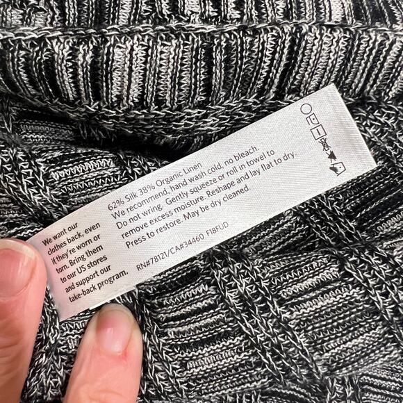 Eileen Fisher Silk Organic Linen Blend Open Long Cardigan Gray Large - Picture 4 of 8